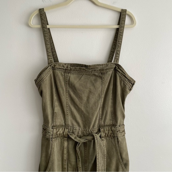 Free People Go West Utility Jumpsuit Moss green size large coverall cargo army L - Picture 6 of 15